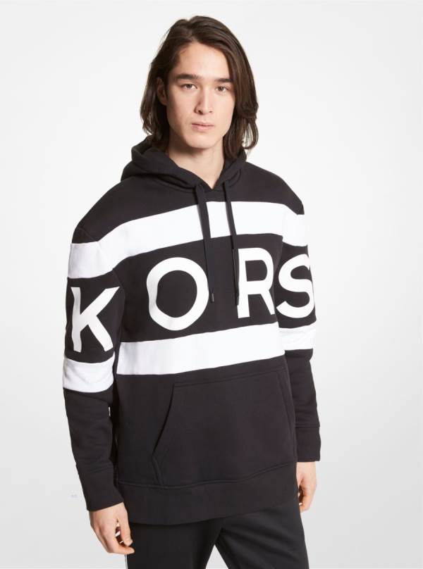Panske Mikiny S Kapucňou Michael Kors Logo Cotton Blend Biele - Oblecenie Michael Kors Nejlevnejsi | KTDZE-0894